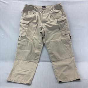 Woolrich Elite Series Tactical Cargo Pants Mens 42x32 Khaki Cotton Canvas 4429
